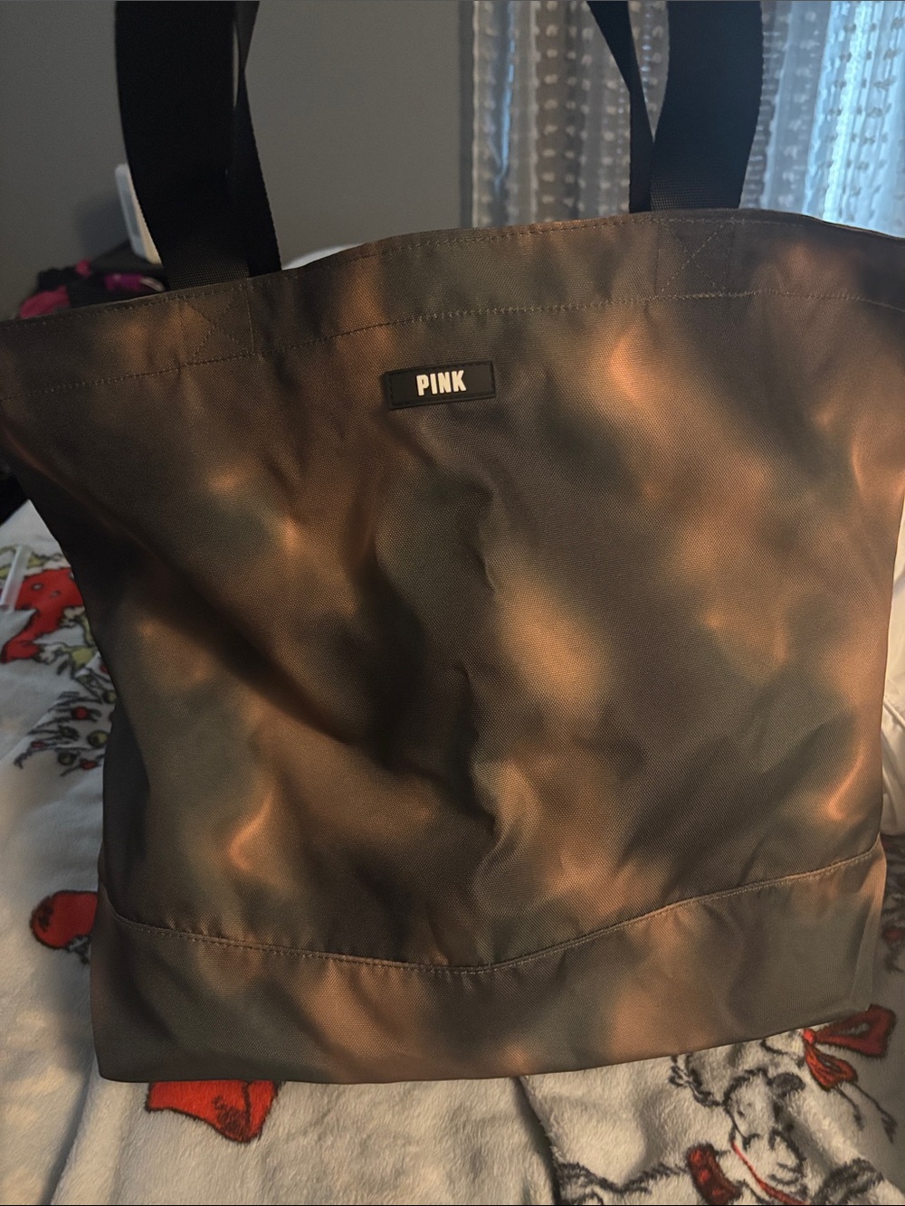 PINK Victoria's Secret Black Nylon Tote with Logo Patch